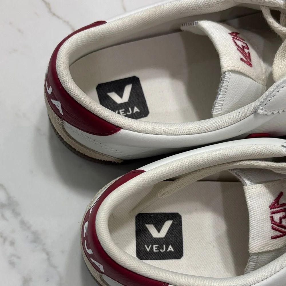 Veja Women's White Cream Burgundy Red Sneakers - Picture 11 of 11